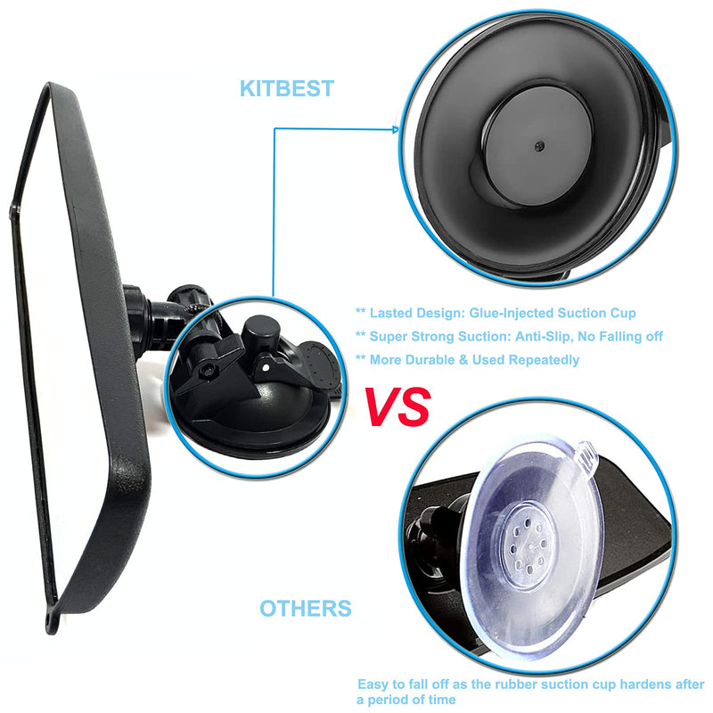 Rear View Mirror, 9.8" Universal Rearview Mirror, Car Interior Rear View Mirror with Adjustable Suction Cup, Car Inside Mirror for SUV, Vans, Trucks (Bonus 2 PCS Blind Spot Mirrors) White