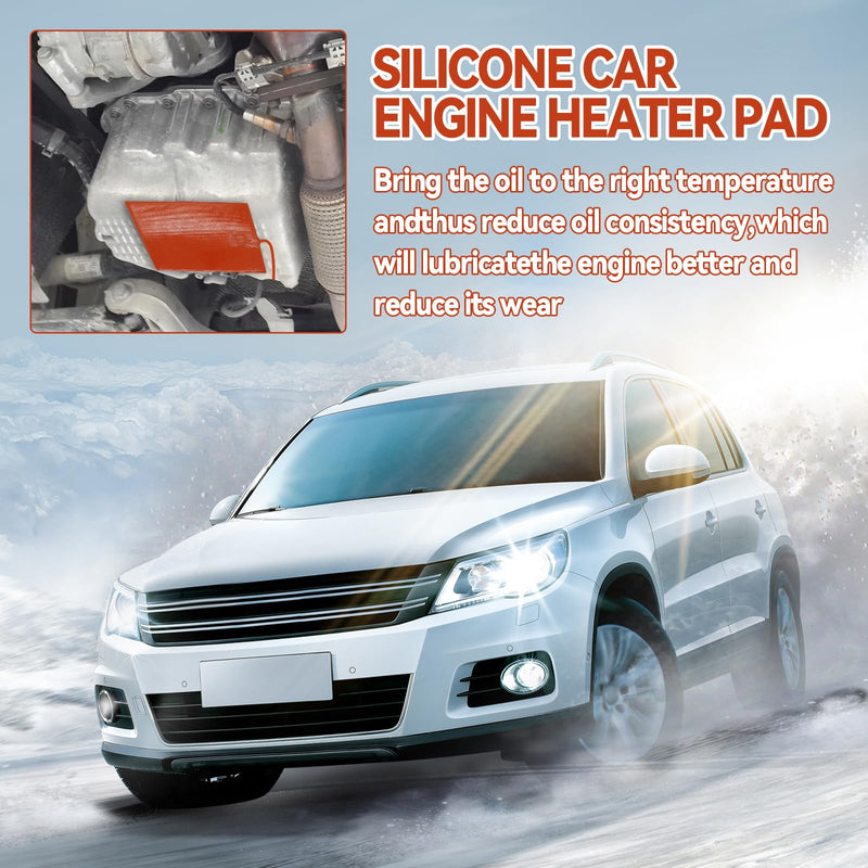Car Engine Silicone Heating Pad 120v,300w 6x8 Inch Universal Engine Heater Car Oil Pan Heater Pad, Electric Heater Pad Engine Block Oil Pan Tank Reservoir Container, for Metal Surface (2 Pcs Orange) 2 Pcs Orange