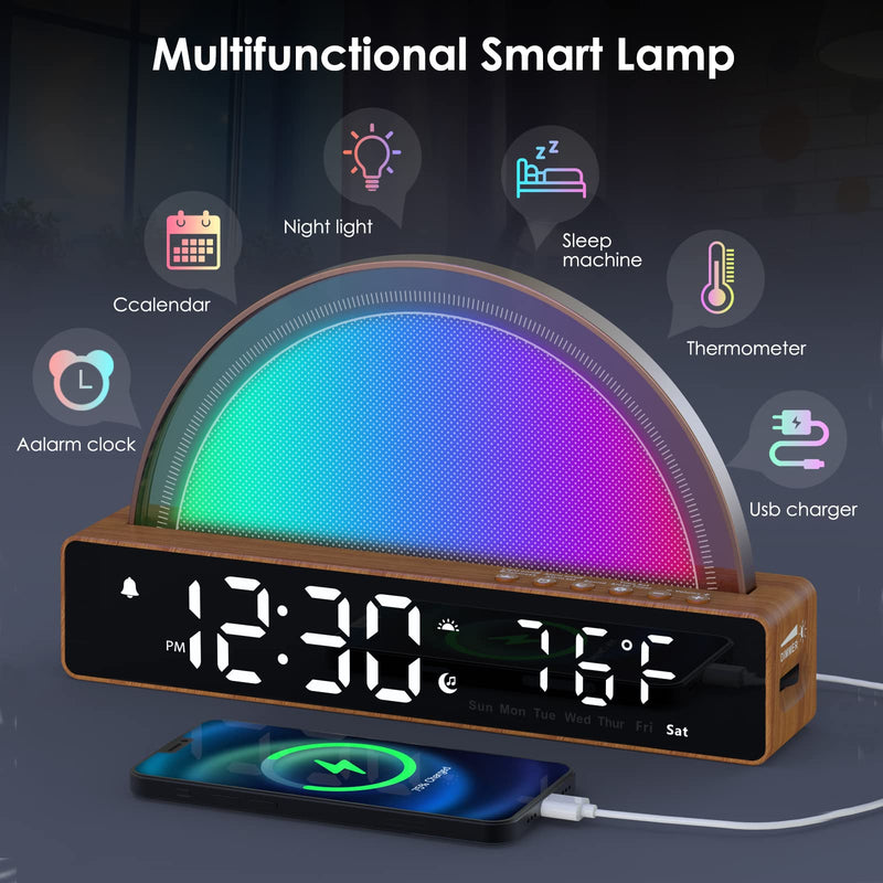 Sunrise Alarm Clock, Wake Up Light Dawn Simulator, Bedside Lamp Color Night Light with USB Charger, Sleep Aid, Loud Sunlight Alarm Clock for Heavy Sleepers Adults, Gift for Kids Teens Boys Girls