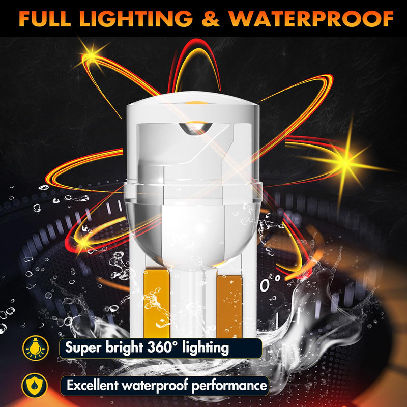 Alopee 30 Pack 194 Led Bulb Amber Acrylic T10 Amber Led Bulb DC 12V Car Interior Lights for 194 168 T10 2825 W5W Gauge Cluster Marker Dome Light