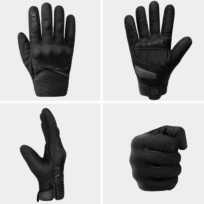 INBIKE Waterproof Winter Motorcycle Gloves Thermal Fleece Touchscreen with TPR Palm Pad Cushioning Hard Knuckle Black Large