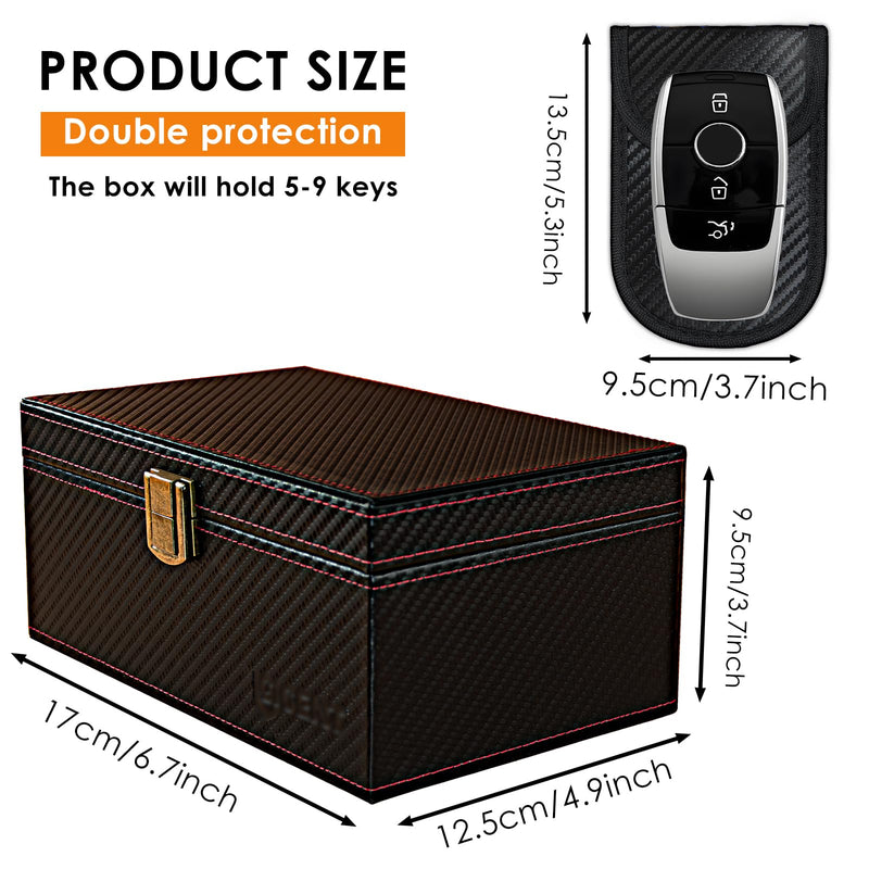 Faraday Box for Car Keys, Faraday Key Fob Protector Box, Anti Theft Car Keys Faraday Cage, Keyless Entry Protector Faraday Pouch for Key fob, RFID Signal Blocking Box(Black,S) Small (Capacity5-9 Keys) Black