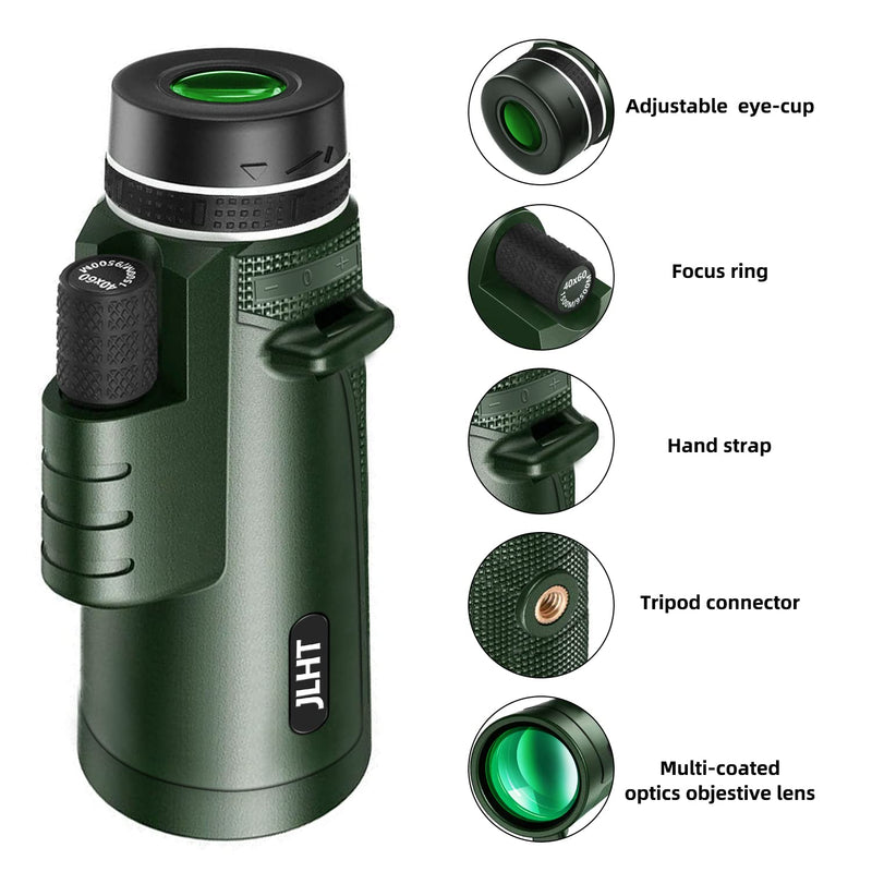 40X60 High Power Monocular with Smartphone Adapter, Tripod, Bag - BAK4 Prism and FMC Lens for Bird Watching, Hunting, Hiking, Camping