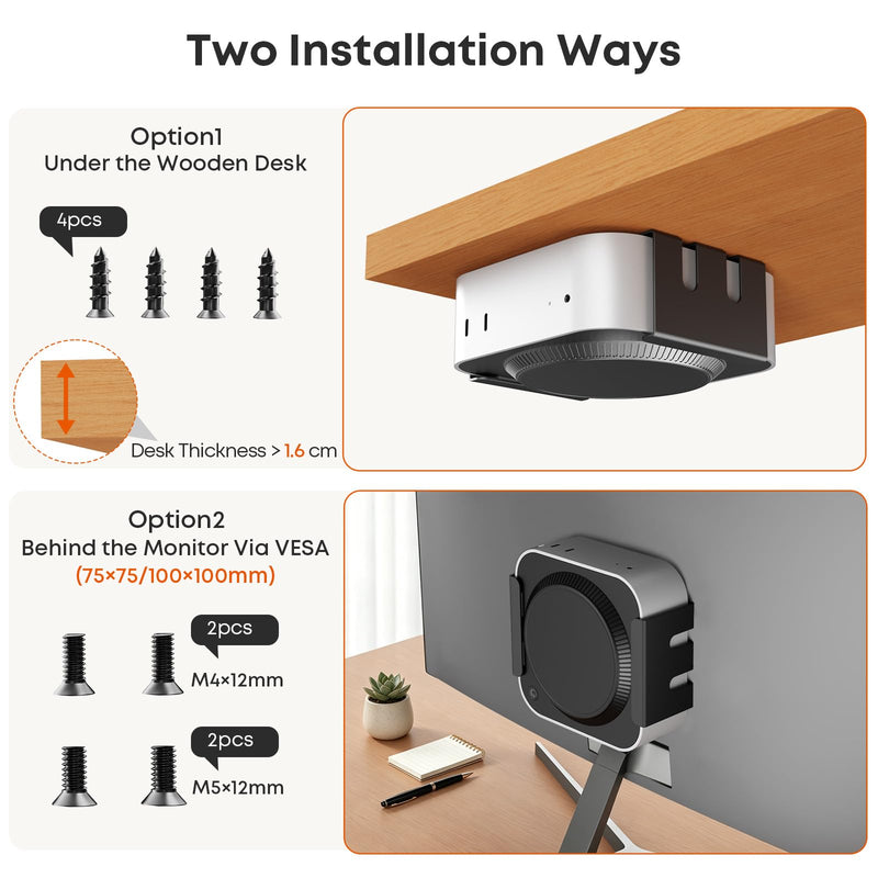 PUTORSEN Mount for Mac mini M4/M4 Pro 2024, Under Desk & VESA Mount Holder