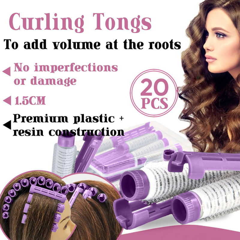 20pcs Hair Rollers Perming Rods, Fluffy Plush Hair Rollers Curler(Purple) | Plastic/Resin Perm Rods With Plush Lock Design For Comfy, Salon-Style Waves & Curls At Home Medium Purple 1 count (Pack of 20)