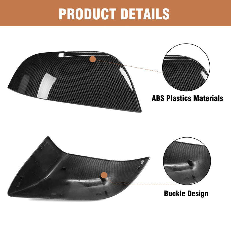 2PCS Compatible with Tesla Model 3 2017 2018 2019 2020 2021 2022 2023 2024 2025 Mirror Cover sticker, Left Driver Side & Right Passenger Side Model 3 Rear View Mirror Cap-Carbon Fiber M3 Pair Carbon Fiber