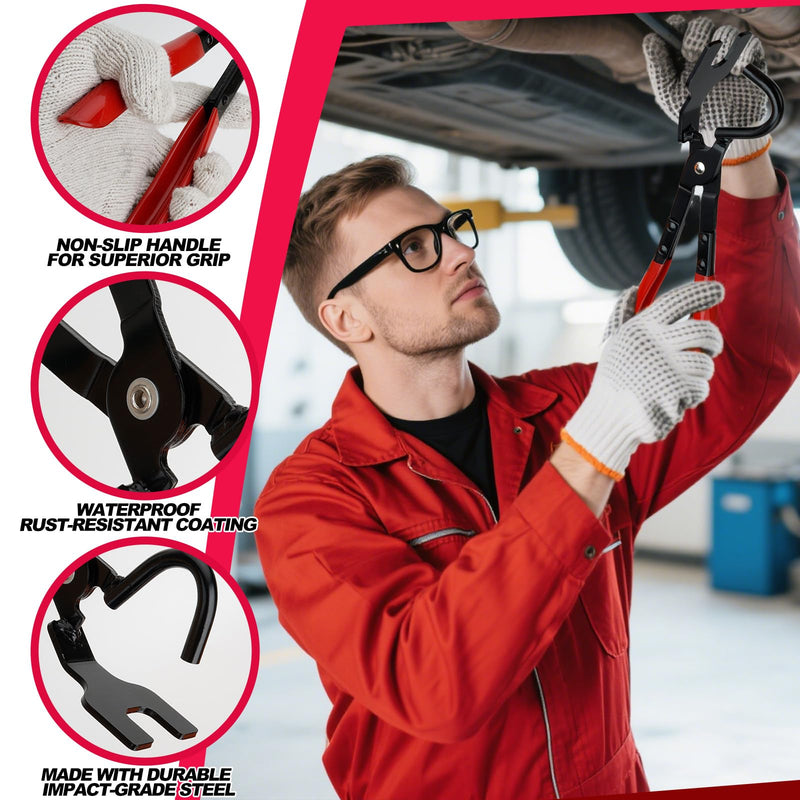 Exhaust Hanger Removal Tool, Heavy-Duty Exhaust Hanger Pliers for Car & Truck Rubber Exhaust Hangers, 25° Offset Design, Non-Slip Grip, Compatible with Most Exhaust Systems