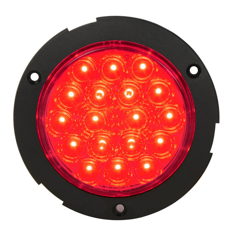 Grand General 75902 LED Light (4" Round Flange Mount Red 18 with Red Lens and Chrome Twist-On Bezel) Red/Red