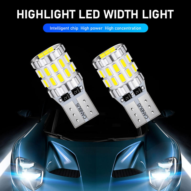 gunhunt Pack-2 Car Wide Lights, 3W Led Light Bulbs, Aluminum Reading Lights, License Plate Lights, Instrument Lights, Auto Bulb Replacements, Universal for Most Cars, Trucks, SUVs (White) 2 PCS White