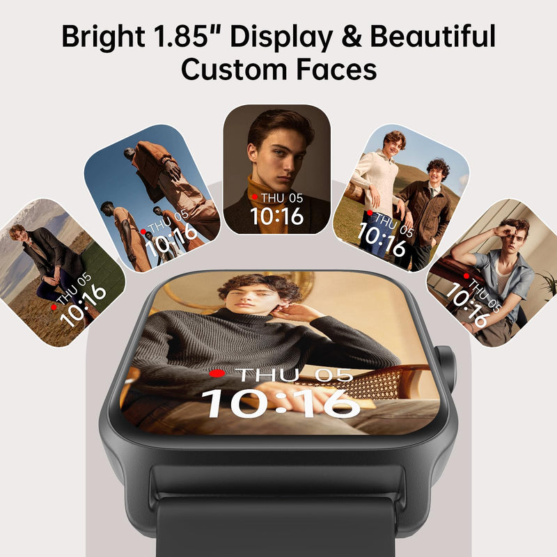 Tensky Smart Watch for Men & Women, 46mm HD Big Screen Fitness Tracker | iPhone/Android/Samsung, Answer & Make Call, Alexa Built-in, 101+ Sport Modes, Sleep/Heart Rate/SpO2 Monitor, 7-10 Day Battery Black 1.85