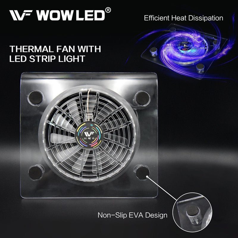 WOWLED Cooling Fan Mini 3 Keys Control Gaming USB RGB LED Cooler Thermal Fan Pad for PS4 PlayStation 4 Xbox One X Consoles Laptop Notebook PC CPU Coolers Computer Cooling Strip Light Case Fan RGB Cooling Pad