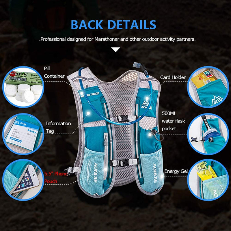 AONIJIE Hydration Vest Pack Backpack 5L Marathoner Running Race Hydration Black