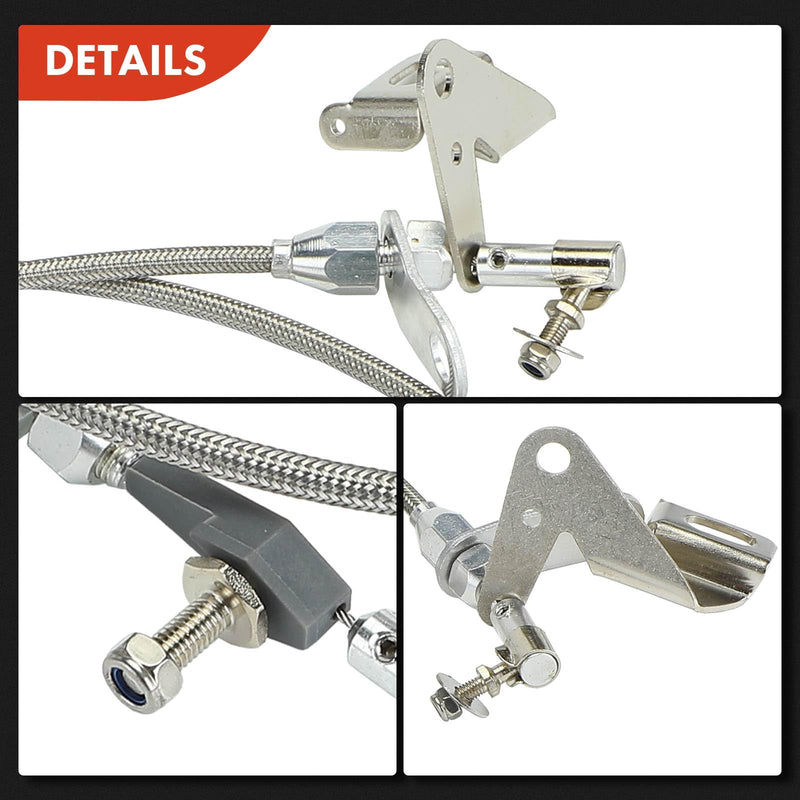 A-Premium Transmission Kick Down Cable Kit - Compatible with Chrysler 727, Dodge 727, Plymouth 727 Transmission - Braided Stainless Steel Transmission Detent Kickdown Trans Wiring Kit