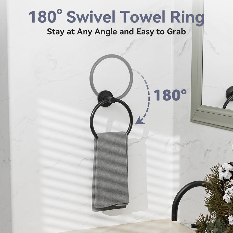 Matte Black Towel Bar Set, 24 Inch Bathroom Hardware Set, Wall Mounted Bathroom Towel Holder Set, Modern Bathroom Accessories, Durable SUS304 Stainless Steel, 4-Piece 26 Inch Matte Black-4pcs