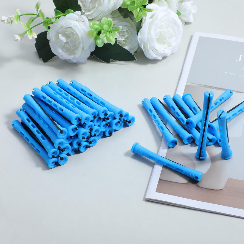 40 Pcs Perm Rods for Short & Long Hair, Small Hair Rollers for Women, Plastic Cold Wave Curling Rods, Perm Kit, Women's DIY Hairdressing Tools (Blue, 3.27×0.37 Inch)
