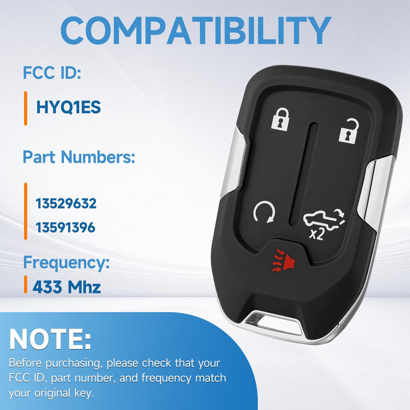 2 Pcs Smart Key Fob Replacement Remote fits for GMC Sierra 1500 2500 3500 2019-2023 Chevy Silverado 1500 2500 3500 2019 2021 2022 2023 Car Keyless Entry Remote HYQ1ES 433 Mhz ID46