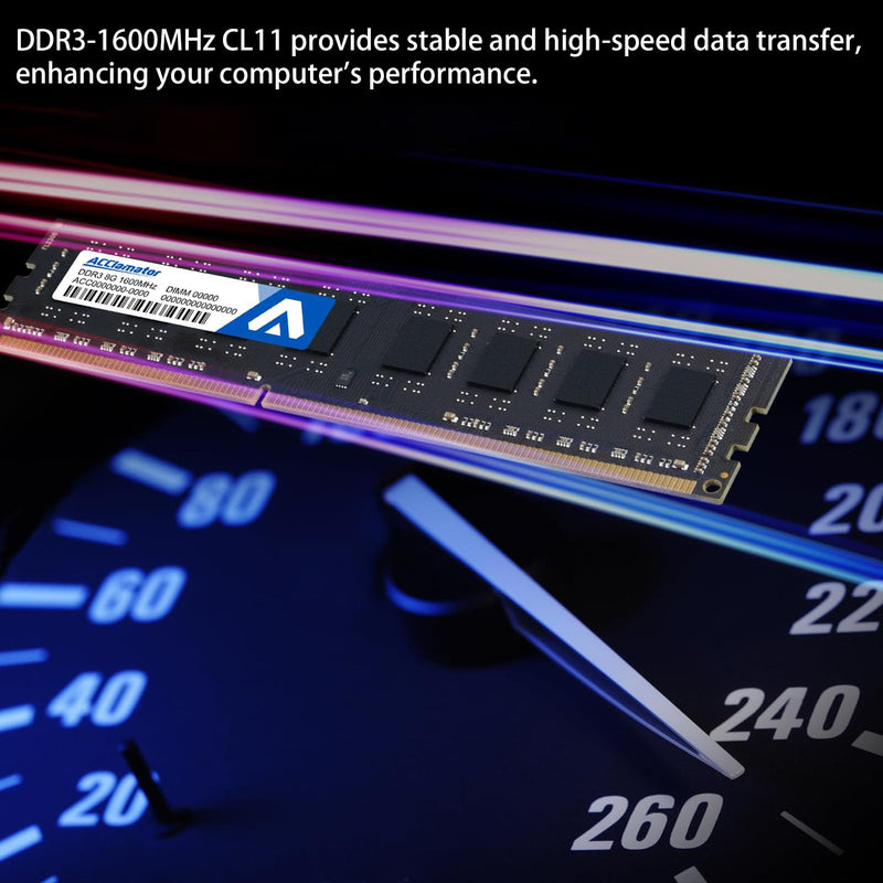 Acclamator DDR3 RAM 16GB (2x8GB) 1600MHz (PC3-12800) CL11 1.5V UDIMM | Non-ECC Unbuffered 240-pin PC Computer Desktop Memory Module Upgrade