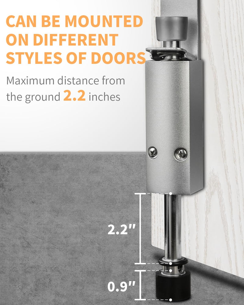 Door Stop - Heavy Duty Spring Loaded Step Down Push On Door Holder/Stopper - Foot Operated Door Holder for Outdoor and Commercial Use (1, Silver) 1