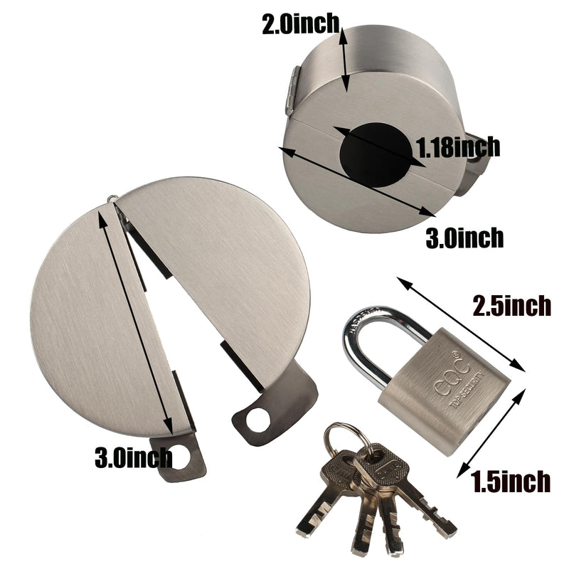 Door Knob Lockout Device with Padlock, Metallic Stainless Steel Locking Cover to Disable Doorknob, Prevents Turning of Door Knob and Access to Keyhole, Prevents Operating The Knob