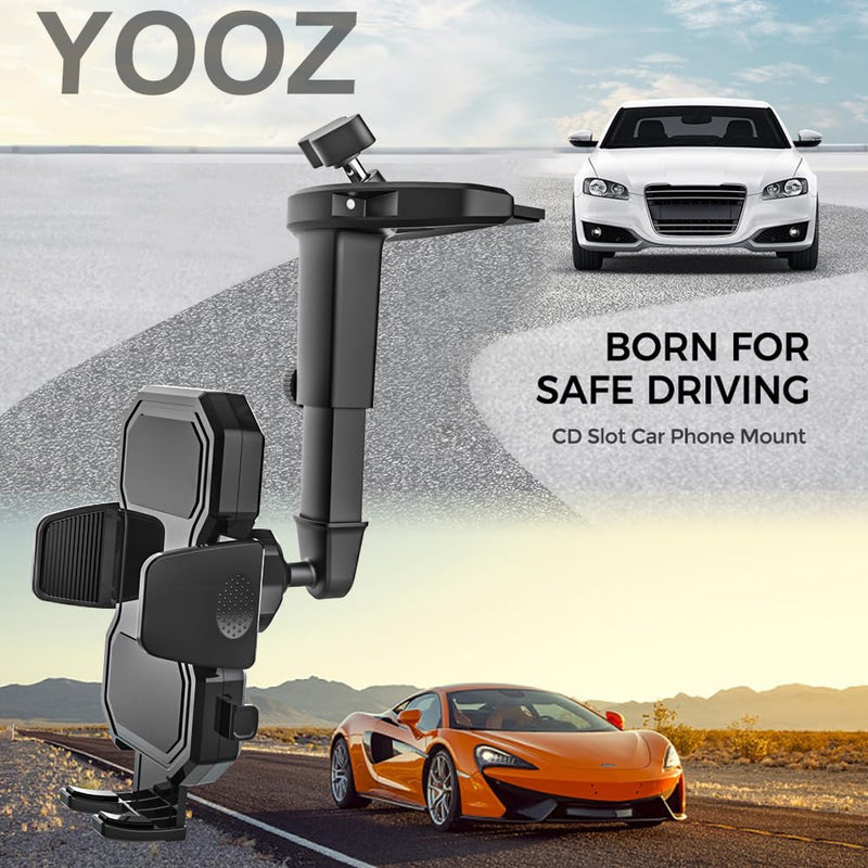 CD Slot Phone Holder for Car with One Button Release Clamp | Height Adjustable - Car Phone Holder CD Player Mount for iPhone 17 16 Pro Max Plus, Galaxy S26, Fire, All 4-7" Smartphones Clamp Holder