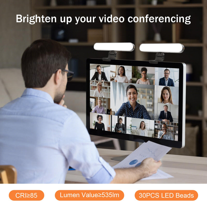 Video Conference Lighting Kit, Dual LED Lights for Live Streaming, Computer Lights are Used for Video Calls, Zoom, Games, Home Office Light, Laptop Ring Light, 3 Color Temperatures