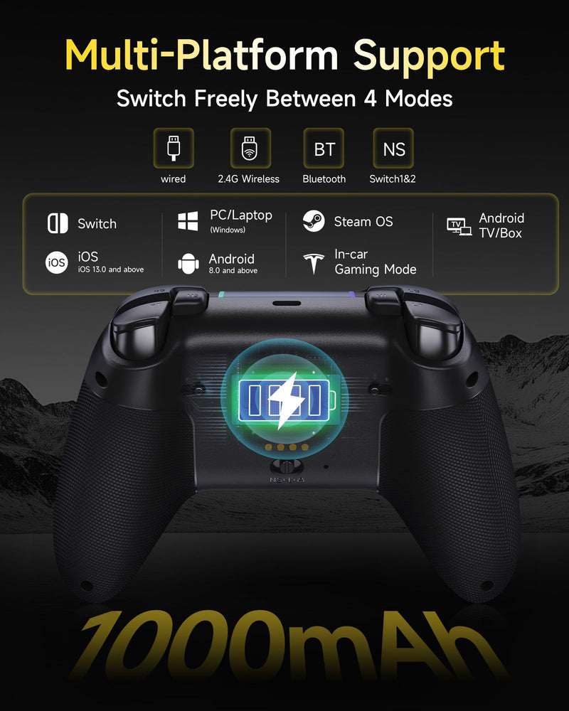 EasySMX X05Pro Wireless PC Gaming Controller with Smart Charging Dock | Hall Effect Joysticks, Full Quiet Buttons, Dual-Stage Linear Triggers, 8-Way D-Pad, PC/Android/iOS/Switch Compatible, Black