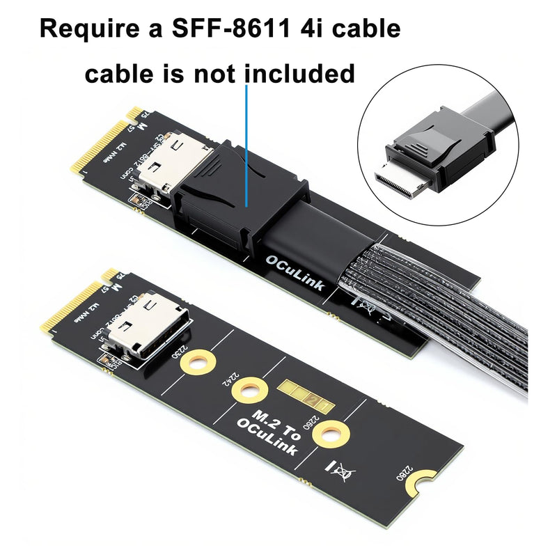 RGEEK M.2 NVME to OCuLink SFF-8612 Adapter, PCIe 4.0 x4 64Gbps | OCuLink SFF-8611 4i Host Adapter, for eGPU GPU External Graphics Cards and M.2 NGFF SSD 2280 2260 2242
