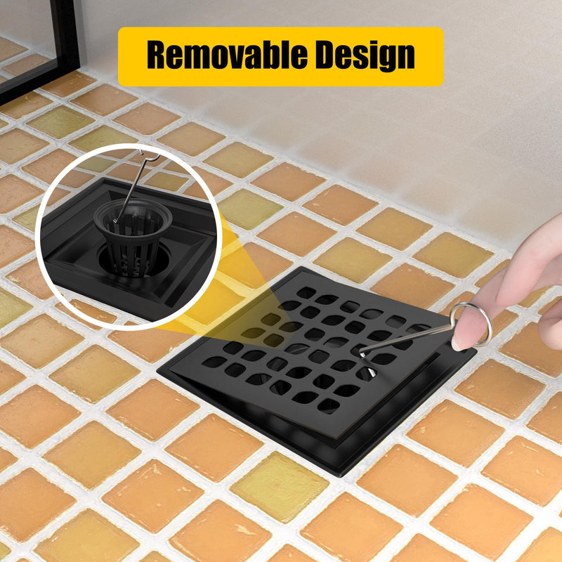 4 Inch Shower Drain Compatible with Schluter Kerdi System, Bonding Drain with PVC Bonding Flange for Schluter Shower Kit, Diamond Pattern Grate (Black) Black Grate 4 Inch