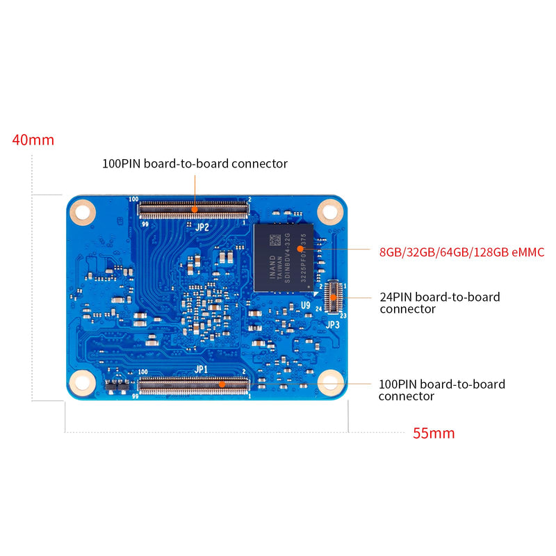 Orange Pi CM4 8G64GB RK3566 Quad Core 64 Bit Single Board Computer, Compute Module 4 with 64GB eMMC 1.8 GHz Frequency Wi-Fi & Bluetooth 5.0 Integrated RKNN NPU AI Accelerator (CM4 8G64G)