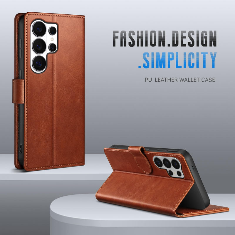 Wallet Case for Samsung Galaxy S26 Ultra, Light Brown | RFID-Blocking Card Holder, Kickstand, Magnetic Closure, PU Leather Folio Flip Cover, Protective Women Men Cases SamsungGalaxy S26 Ultra