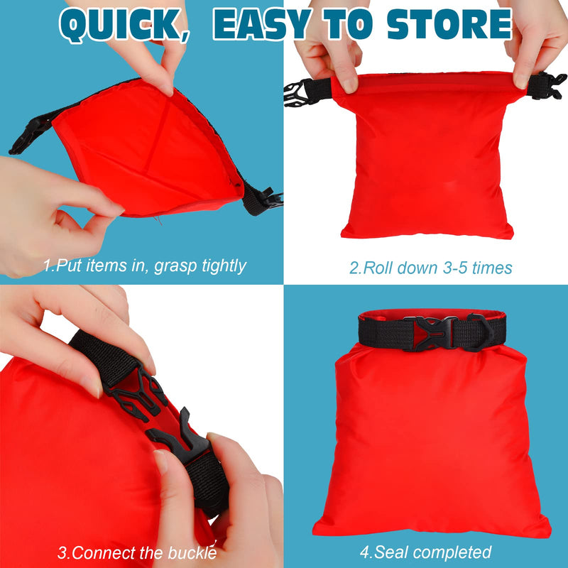 LEIFIDE 10 Pcs Ultralight Dry Bags Waterproof Lightweight Airtight Bags Ripstop Camping Gear Dry Sack Portable Roll Top Pack for Backpacking Kayaking Rafting Hiking Swimming Boating Outdoor 5 Sizes