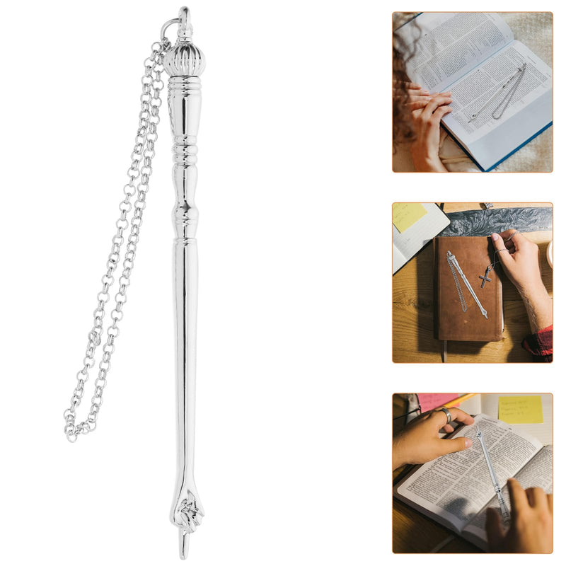 SAFIGLE Torah Book Pointer Yad Hand Pointer and Connected Chain for Torah Reading Haftorah Bar Mitzvah Works of Art of Common Metal Silver
