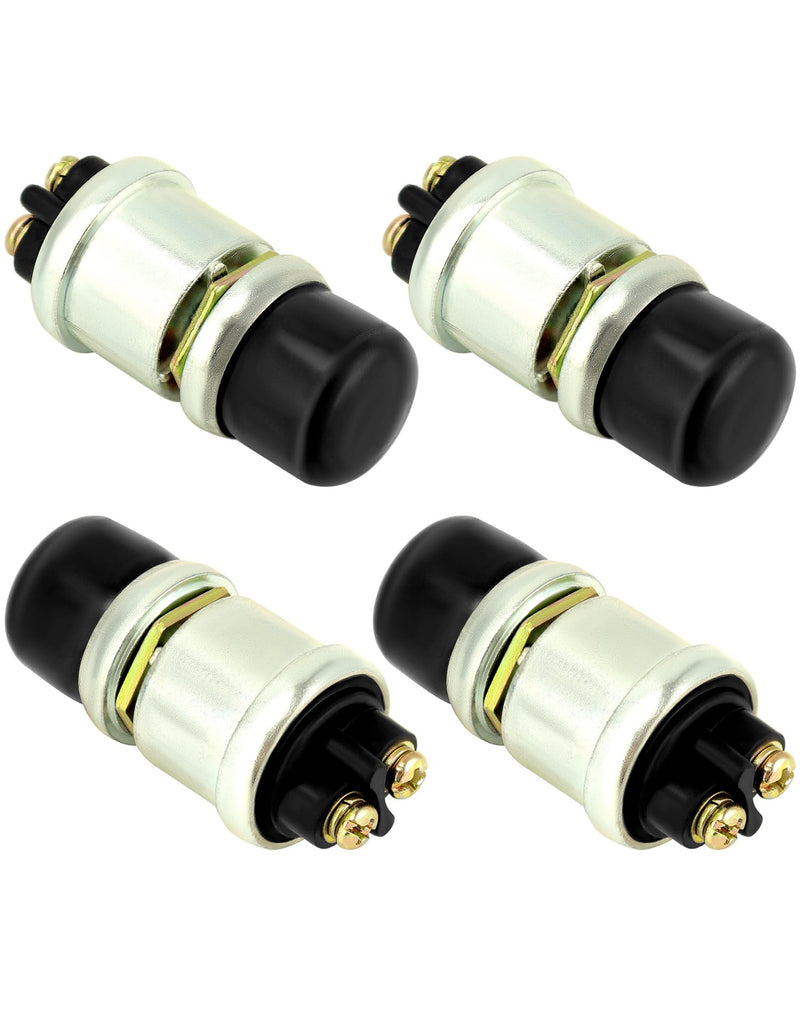 QWORK Engine Start Push Button Switch, 4 Pcs 12V 50A Momentary Start Switch for Car Truck Boat, Black Cap