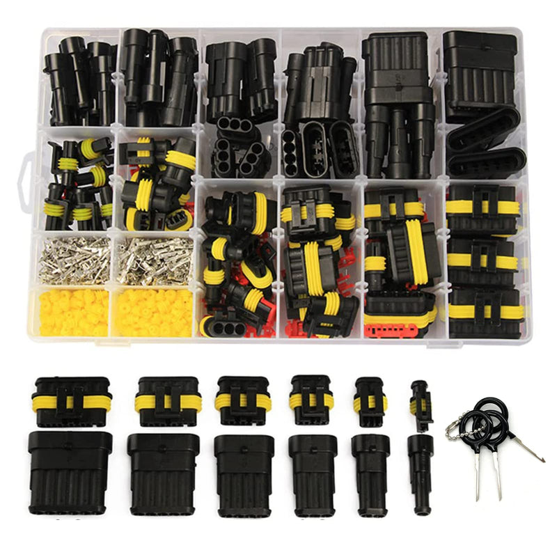 798Pcs 50 Kits Waterproof Automotive Electrical Connector Terminals 1/2/3/4/5/6 Male&Female Pin Automotive Wire Connectors Kit for Car Motorcycle Marine 22-16 AWG