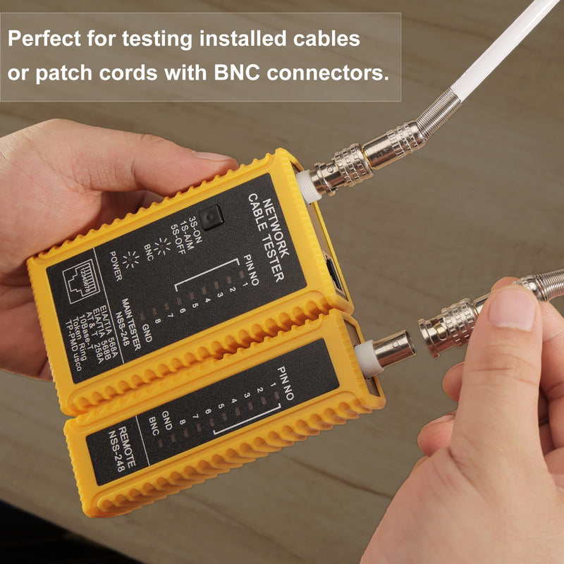 Coaxial(Coax) Cable Tester Portable BNC F-Style RJ45 Ethernet Continuity Cable Tester Checker