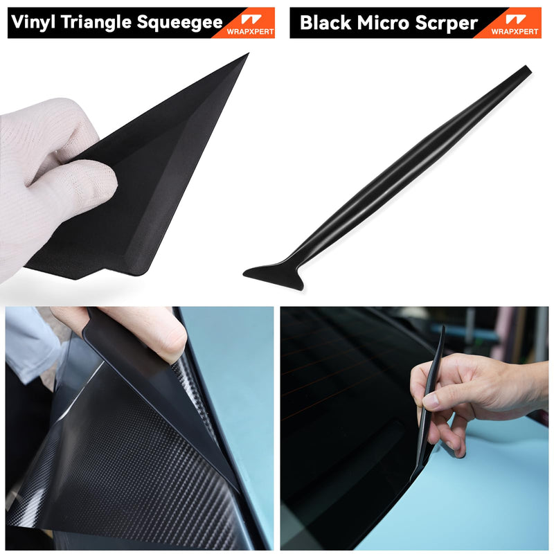 WRAPXPERT Window Tint Kit 15 PCS Vinyl Wrap Tools Kit Vehicle Glass Protective Film Installing Tool Included Squeegee Tool Kit, Plastic Scraper, Safety Film Cutter, Utility Knife with Blades Black
