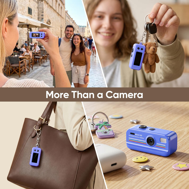 Kizmyee Mini Keychain Digital Camera, 1080P Pocket Tiny Camera, Blue | 2MP 0.96 Inch Sensor, 16X Digital Zoom, 1080p HD Video, Rechargeable Battery, Portable Travel Camera with 32GB Card Sky Blue