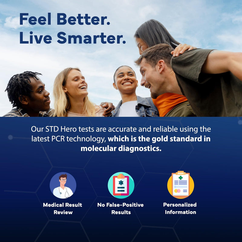 STD Hero At-Home Common STD Test Kit for Women and Men - Test for the Top Four STD's - Includes MGen - Private At-Home Collection - Simple, Discreet, Easy-to-Use with Fast Online Results