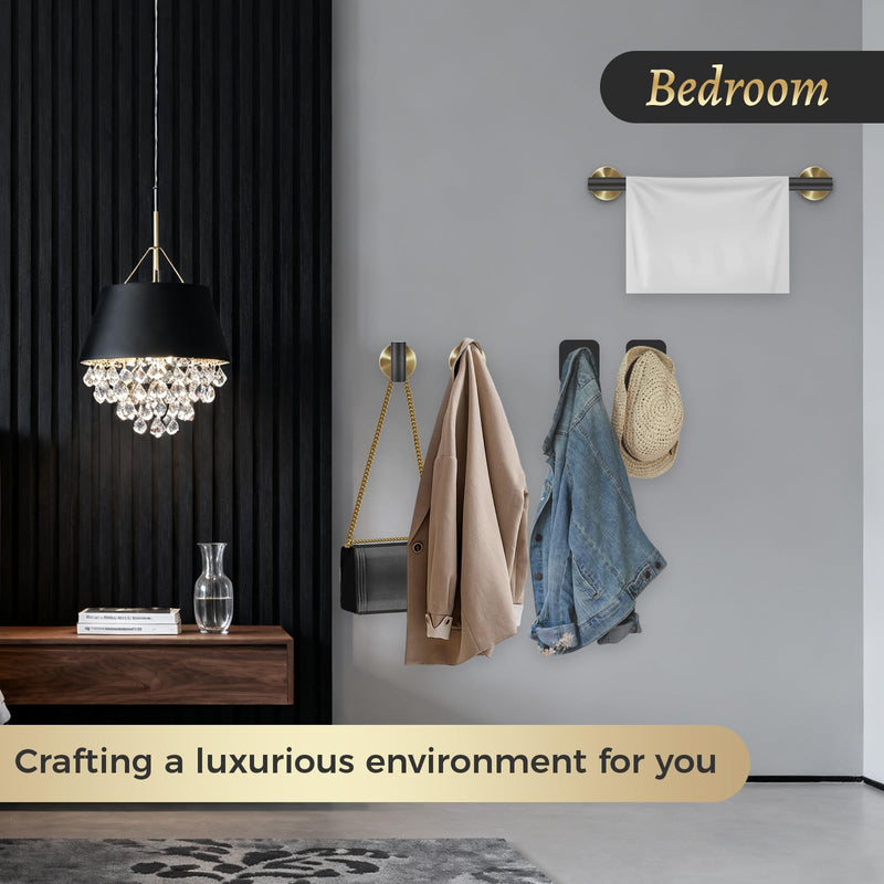 7 Pcs Bathroom Hardware Accessory Set, Stainless Steel Towel Racks for Bathroom, Black and Gold Bathroom Accessories，Modern Luxury Bathroom Towel Holder & Toilet Paper Holder 15.75"