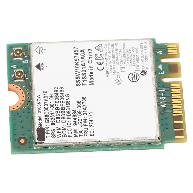 WiFi Module Dual Frequency Network Card 3168ngw Wireless Module Wireless Module 3168ngw Ac Ngff M.2 2.4g 5g Dual Frequency 600mbps Bt 4.2 WiFi Network Card