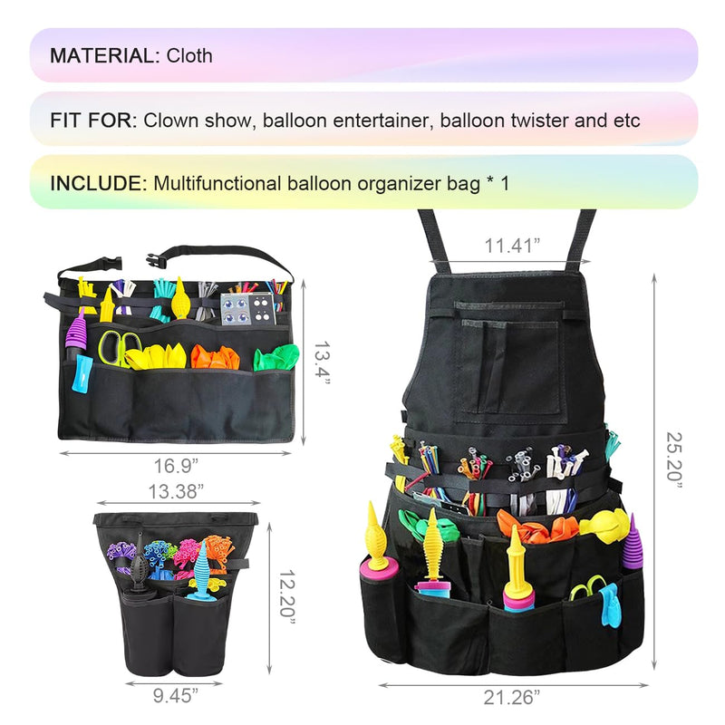 Multi-Pocket Balloon Organizer Bag Portable Workbag Multifunctional Balloon Tool for Clown Balloon Entertainer Balloon Twister Waist Bag Medium