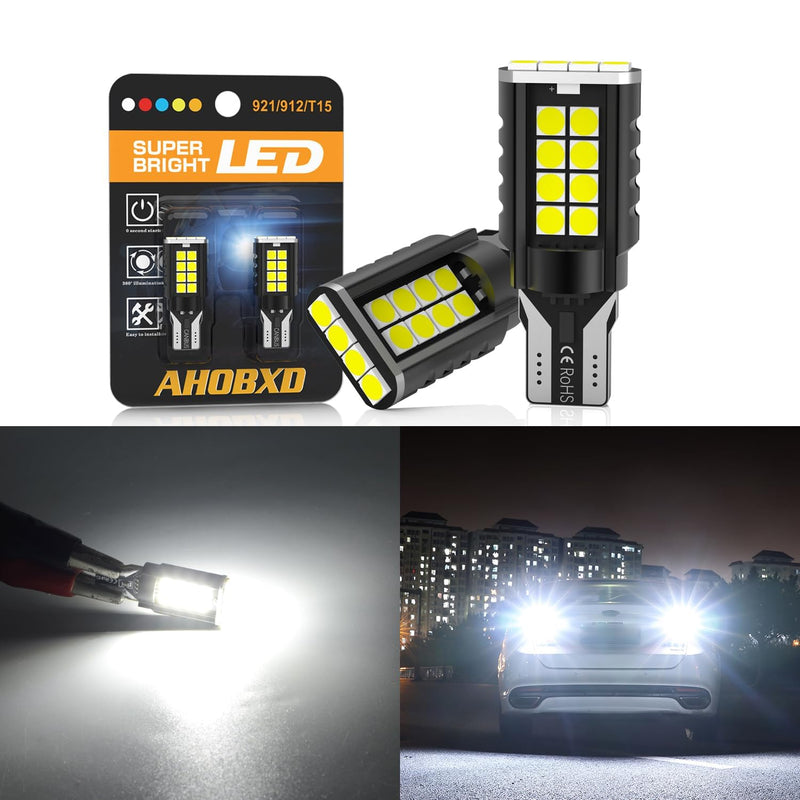 921 LED Bulb Reverse Light,921 912 906 W16W T15 LED Bulbs CANBUS Error Free,Non-polarity Upgraded 921 Bulbs and 6000K High Bright（Pack of 2）