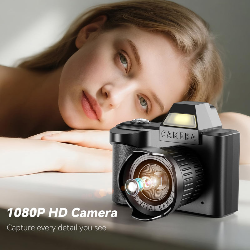 Mini Keychain Camera -Maxmango 1080P HD Video Tiny Retro Digital Camera with 64GB SD Card, 1.3’’ HD Screen Portable Small Camera for Travel Study Recording Black