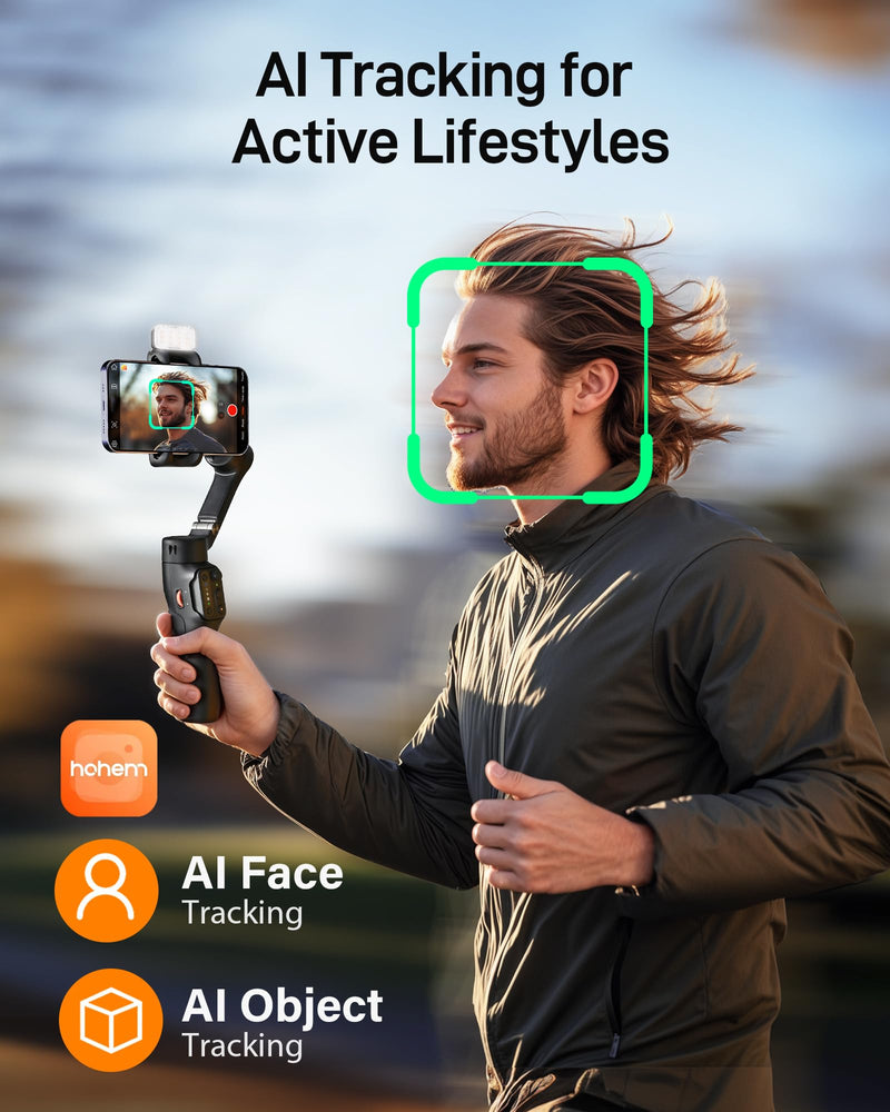 hohem iSteady X3 3-Axis Gimbal Stabilizer for iPhone & Android, Black | Detachable Remote, iSteady 8.0 Anti-Shake, Tripod & Extendable Rod, Magnetic Fill Light, AI Tracking, Foldable 0.93lb Design iSteady X3 Black