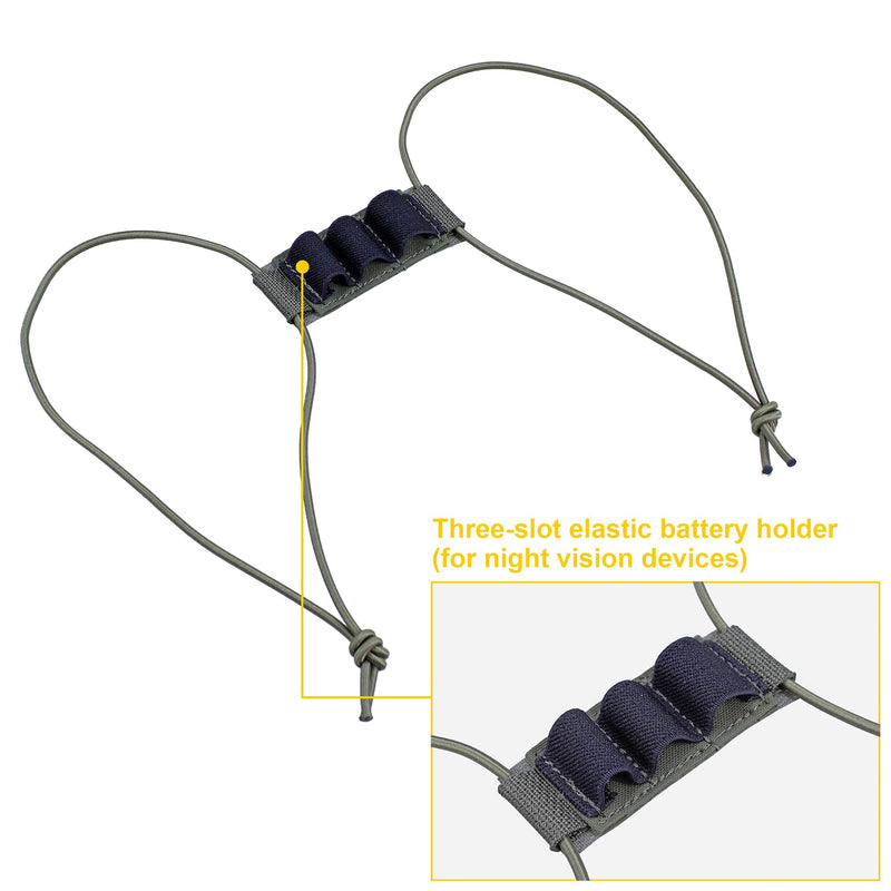 Tactical NVG Lanyard with 3 Elastic Cells, NVG Safety Tether Anti-Drop | Elastic retention lanyard for helmet mounted optics, Shock cord strap for GPNVG PVS31 DTNVS PVS14 night vision goggles Ranger green with stainless steel carabiner ends