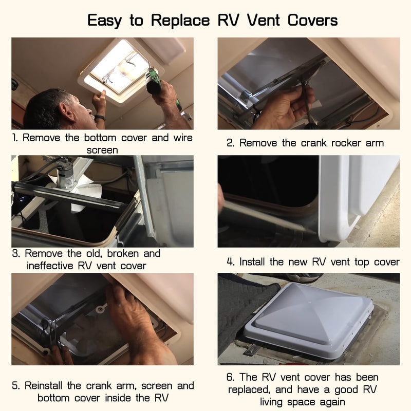 RV Vent Cover 14" Roof Vent Lid for Universal RV, Trailer, Camper, Motorhome Roof Replacement Ceiling Vent Covers, Plastic Square Skylight Cover Liftable, 1 Pack White