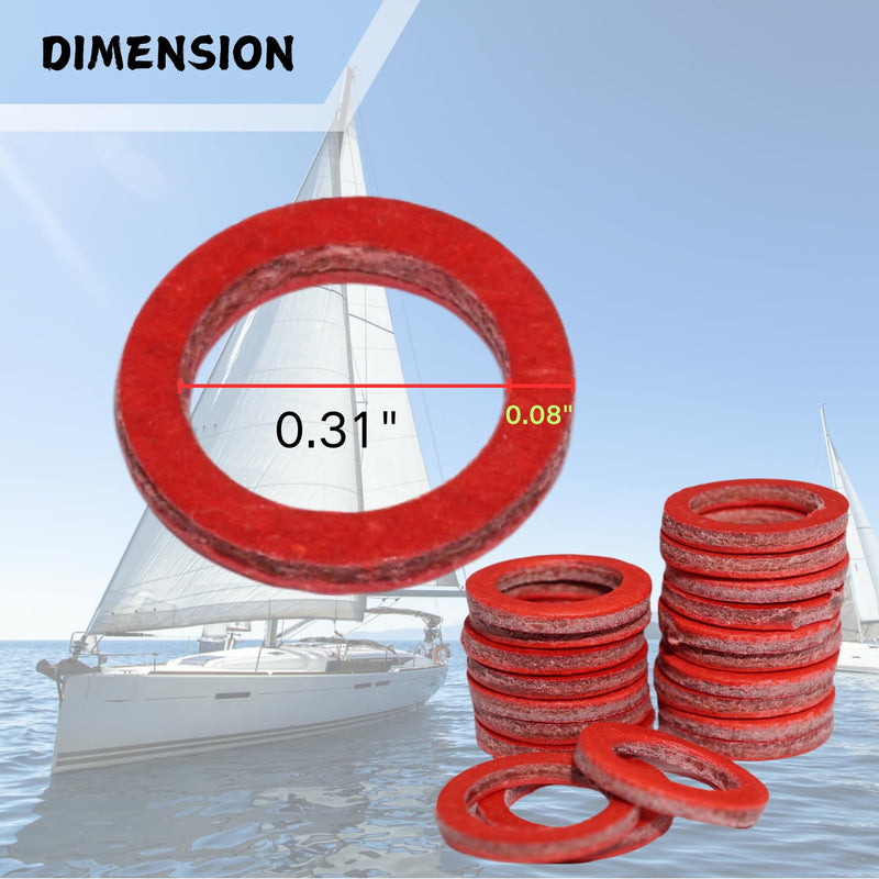 Boat Marine 90430-08020-00 Lower Unit Oil Drain Plug Gasket Seal for Yamaha 2 and 4 Stroke All Outboard Motors Replace 90430-08003-00 Sierra 18-4698