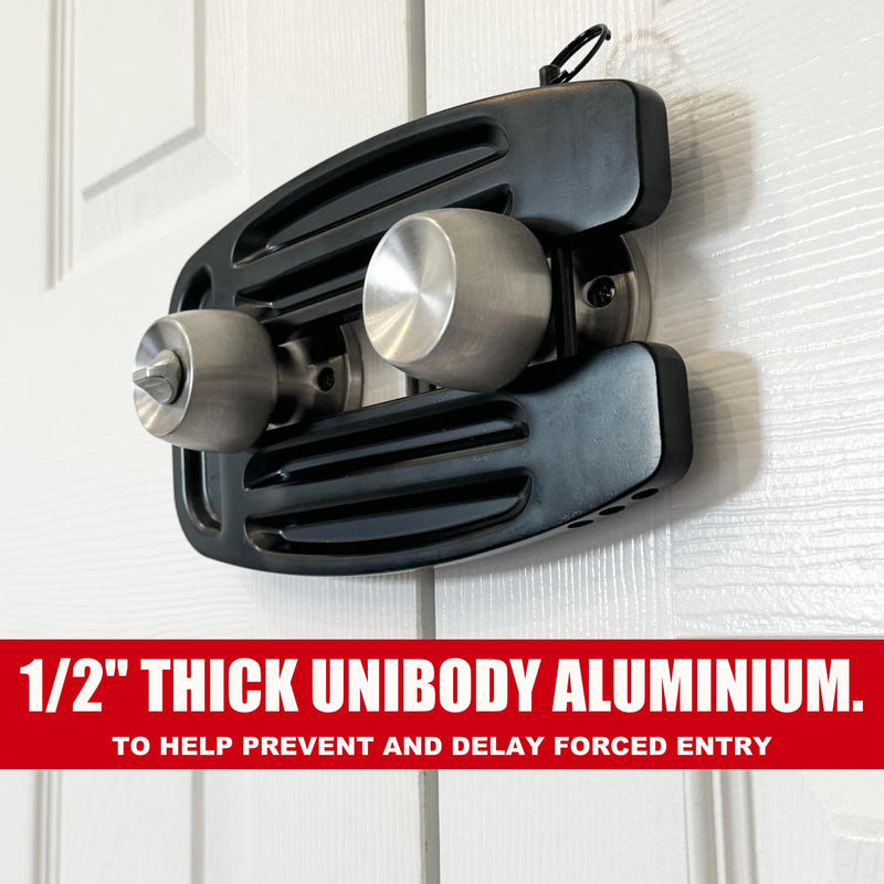 SecurityMan Double Door Lock - Solid 1/2" Unibody Aluminum Construction to Prevent Kick Ins - Adjustable Double Door Security Lock for French Doors Home Security