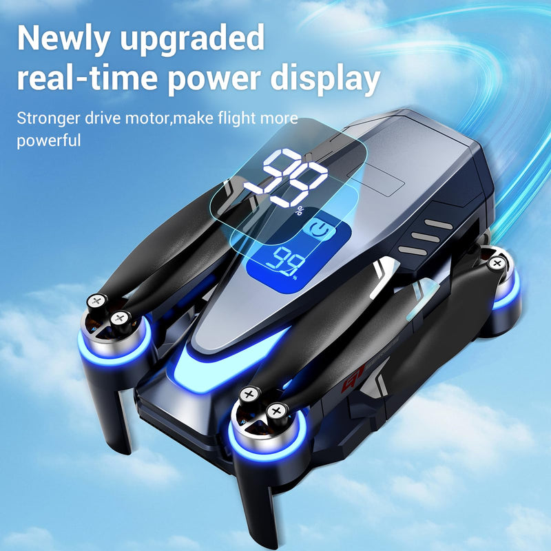 Drones with Camera for Adults 4k Foldable RC Quadcopter with 3 Camera, Brushless Motor Drone for Beginners Adjustable Camera, 360° Flip