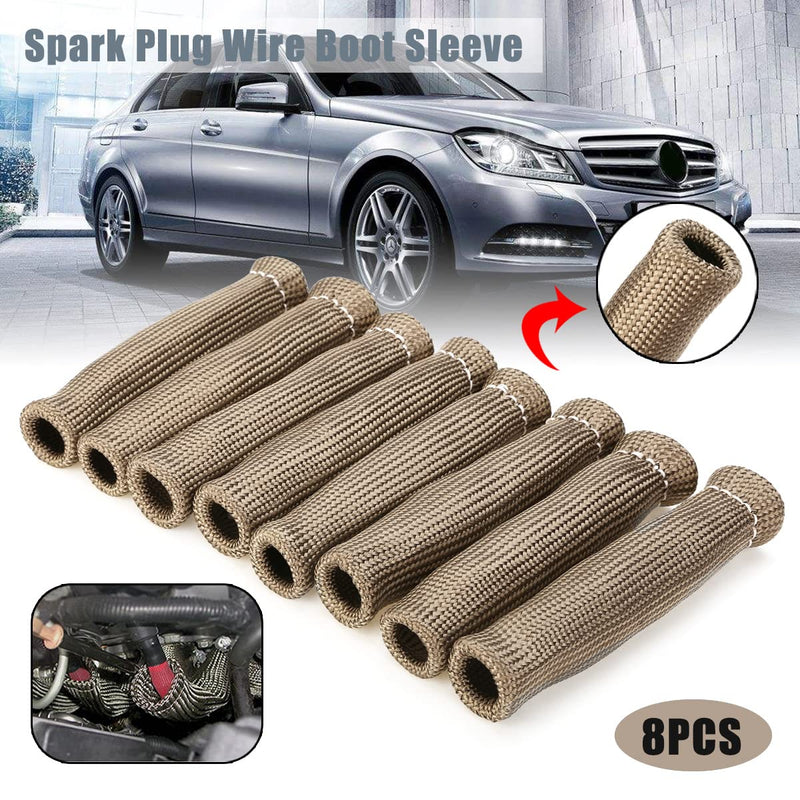 Titanium Spark Plug Wire Boots Thermal Protection Insulator Sleeve, 2500 Degree Heat shield Cover Wrap 6 inch for Car Truck 8PCS Titanium